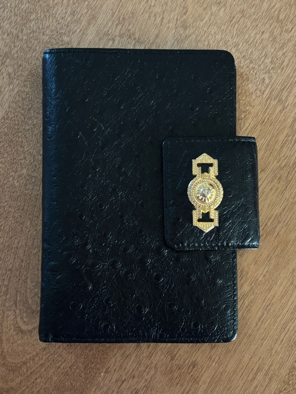 Gianni Versace Vintage Sunburst Organizer/Planner, Black Ostrich, VGVC - Picture 2 of 16